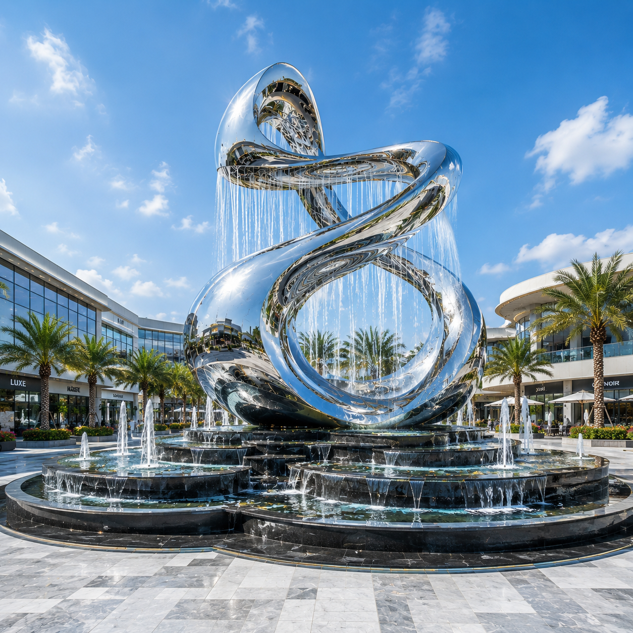 Infinity Cascade Sculpture with Fountain