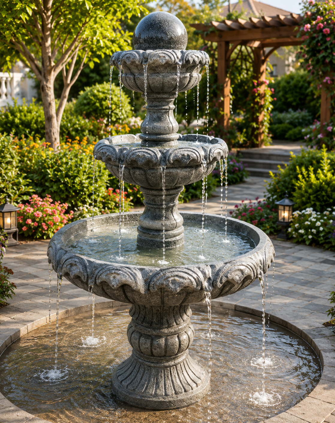 Heritage Three-Tier Stone Fountain